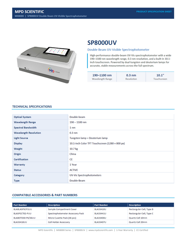 SP8000UV Specs